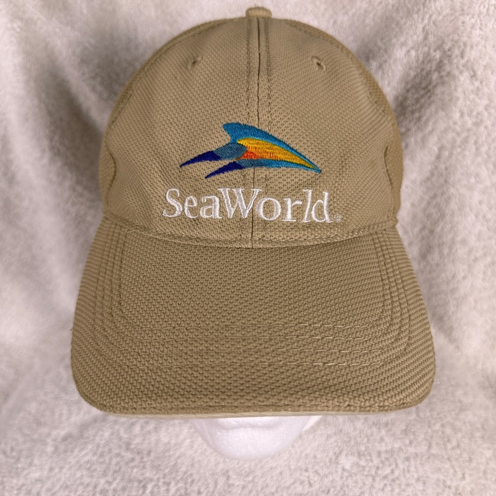 SeaWorld‎ Tan Mens Hat Textured Strapback Baseball Cap